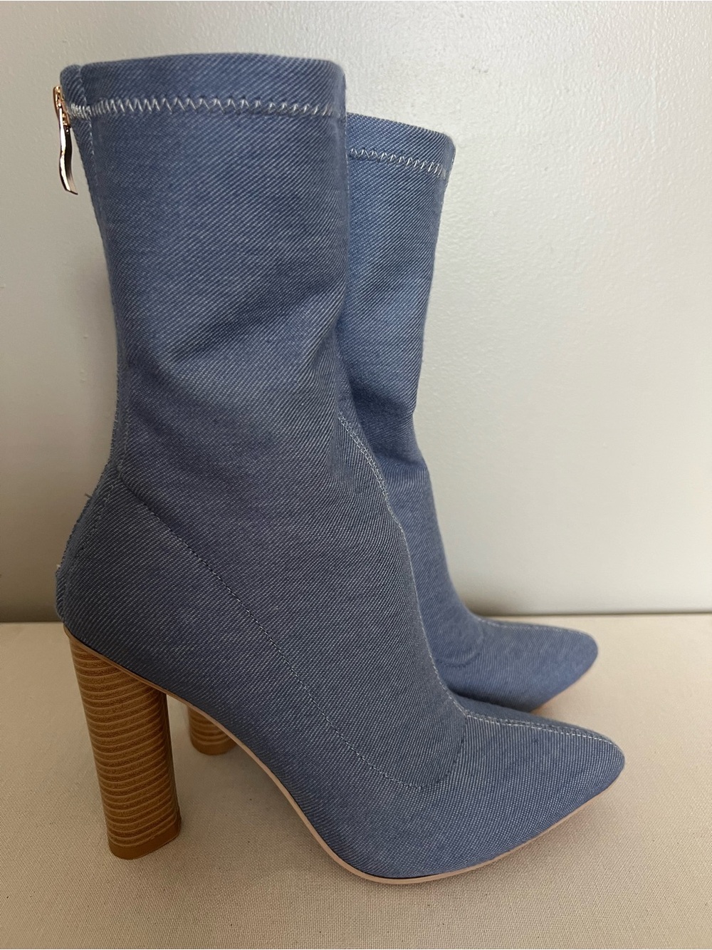 NIB Simmi London Stretch Chambray Sock Boots